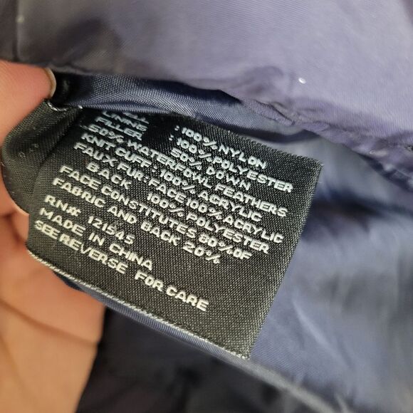 London Fog Down & Waterfowl Feather Filled Coat Women's Navy Blue Size Small - Picture 11 of 11